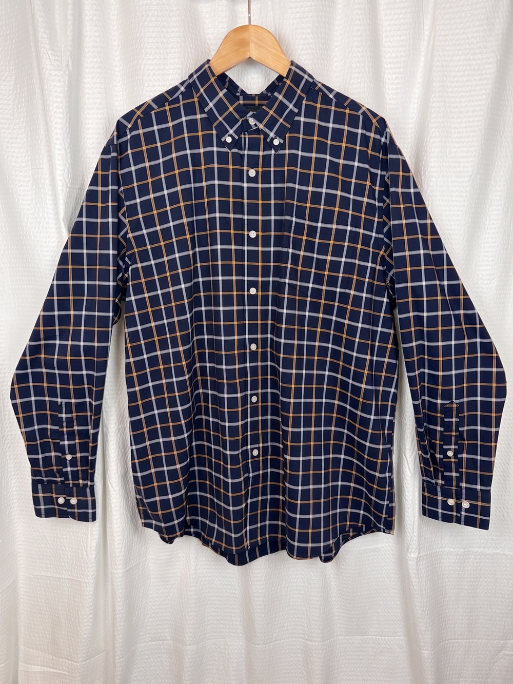 Member’s Mark Men’s XL Blue Plaid Cotton Poplin Long Sleeve Button Down Shirt
